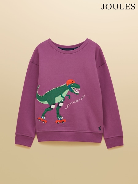 Purple Dino - Joules Kids' Crew Neck Sweatshirt