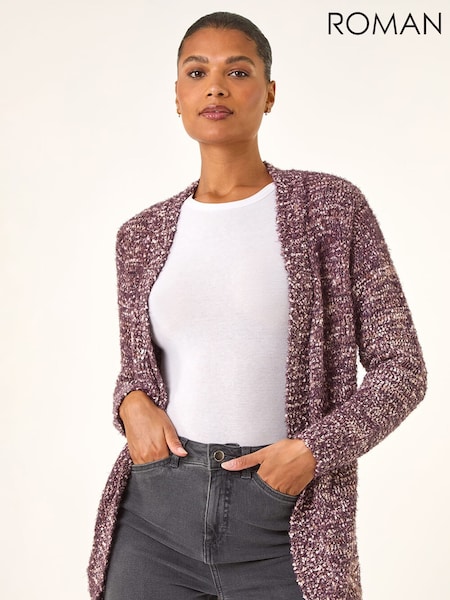 Castanho - Roman Speckled Popcorn Knit Cardigan (V27115) | R$ 545