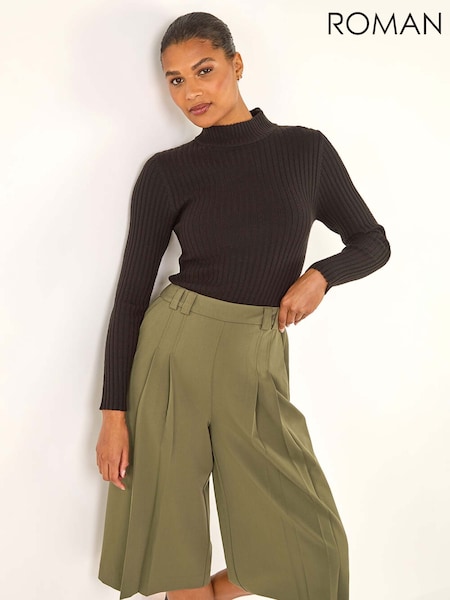 Roman Green Pleat Front Stretch Culottes (V27133) | €53