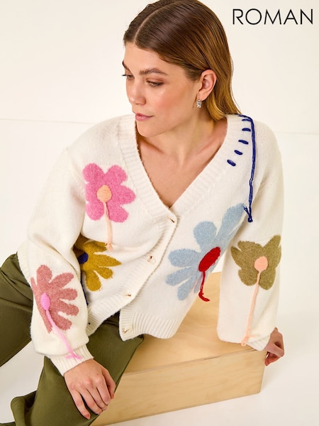 Roman Floral Stitch Knit Cardigan (V27138) | R$ 605