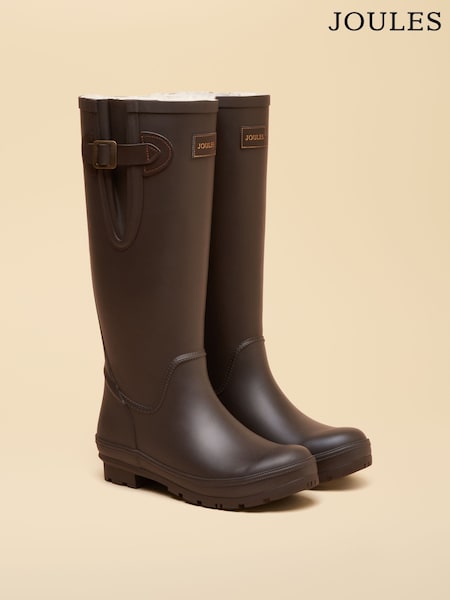 Marrón chocolate - Joules Houghton Faux Fur Lined Tall Wellies