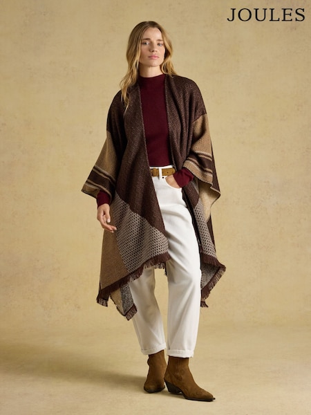 Brown - Joules Jacquard Large Poncho