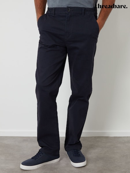 Threadbare Blue Straight Leg Stretch Waist Chino Trousers (V27461) | €41