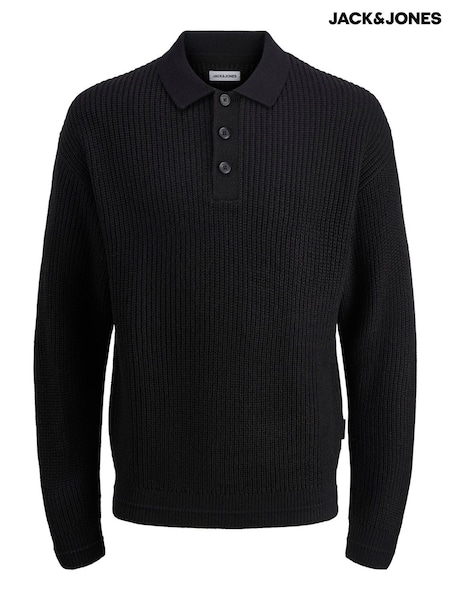 JACK & JONES Black Knitted Polo Jumper (V27540) | €45