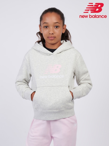 Gris - Sweat-shirt à capuche New Balance Brush Back Stacked Logo