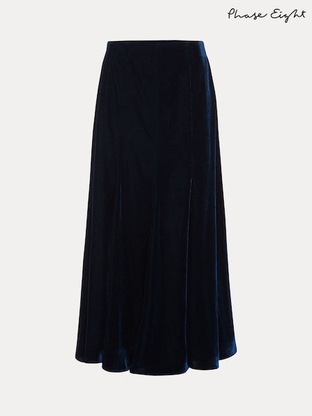 Phase Eight Blue Eilish Velvet Skirt (V27547) | €140