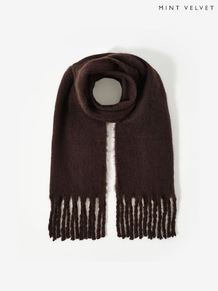 Mint Velvet Brown Brushed Tassel Scarf (V27763) | €69