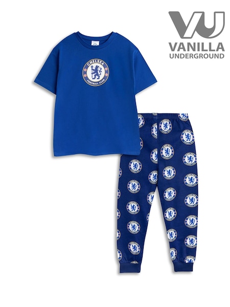 Vanilla Underground Blue Chelsea Short Sleeve Long Leg Pyjamas Set (V27772) | €21.50