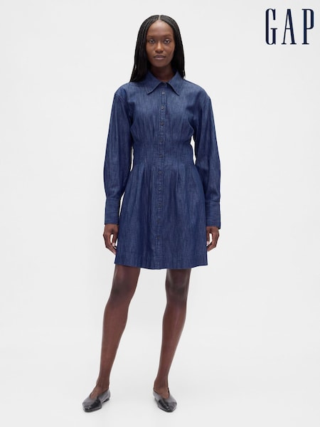 Gap Blue Pleated Mini Shirt Dress (V27862) | €89