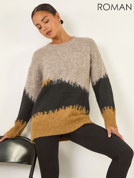 Roman Natural Petite Abstract Knit Jumper (V27920) | €44