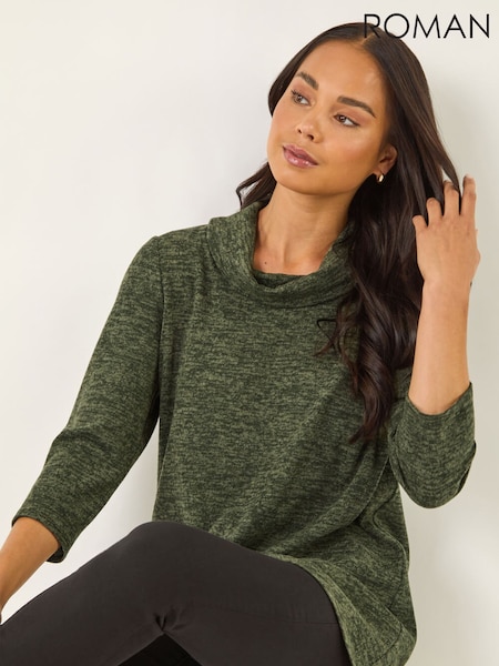 Roman Green Petite Petite Brushed Knit Wrap Blouse (V27934) | €50
