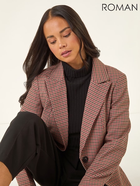Roman Natural Petite Houndstooth Blazer (V27949) | €69