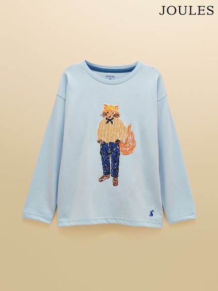 Blue Jonty - Joules Boys' Finlay Long Sleeve Applique Graphic T-shirt
