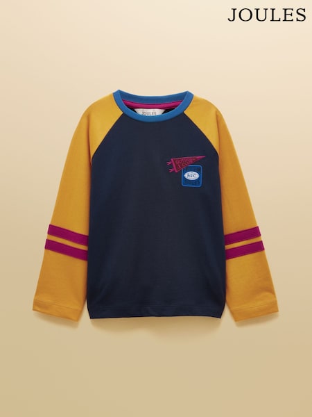 Navy - Joules Boys' Bennett Raglan Long Sleeve Top