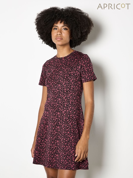 Apricot Red Fit & Flare Printed Ponti Dress (V28181) | €51