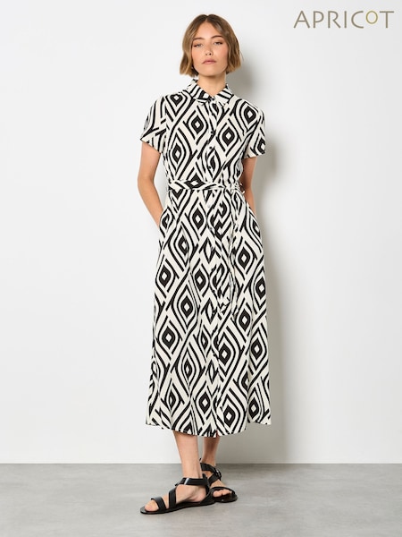 Apricot Black Geo Teardrop Midi Shirt Dress (V28182) | €59