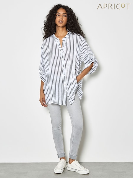 Apricot White Stripe Cotton Tulum Shirt (V28215) | €51