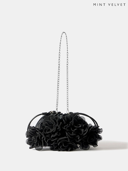 Mint Velvet Raya Black Floral Drawstring Bag (V28297) | 156 €