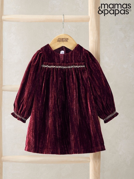Mamas & Papas Pink Crinkle Velvet Dress (V28330) | €50