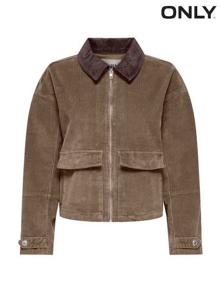 ONLY Brown Corduroy Zip Up Barn Jacket (V28369) | €60