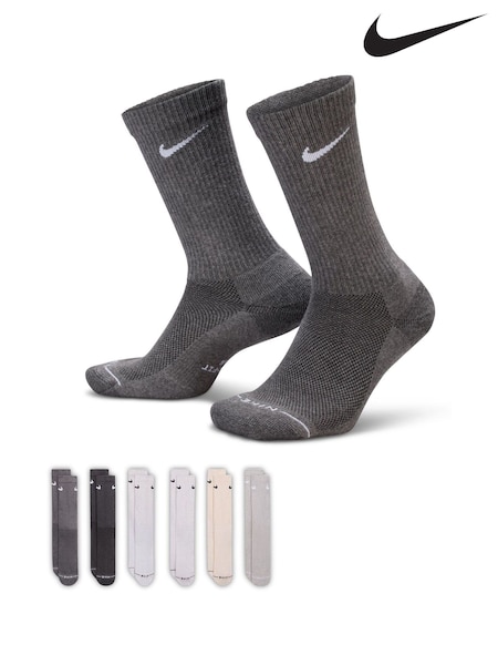 Siva Multi - Regular Nike Everyday Crew Socks 6 Pack