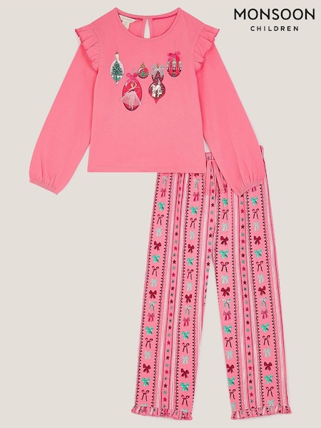 Monsoon Pink Christmas Bauble Pyjamas Set (V28887) | 129 QAR - 148 QAR