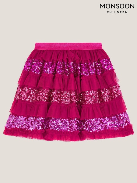 Monsoon Red Sequin Ruffle Disco Skirt (V28890) | AED199 - AED227