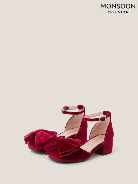 Monsoon Red Bow Velvet Heels (V28901) | AED199 - AED227
