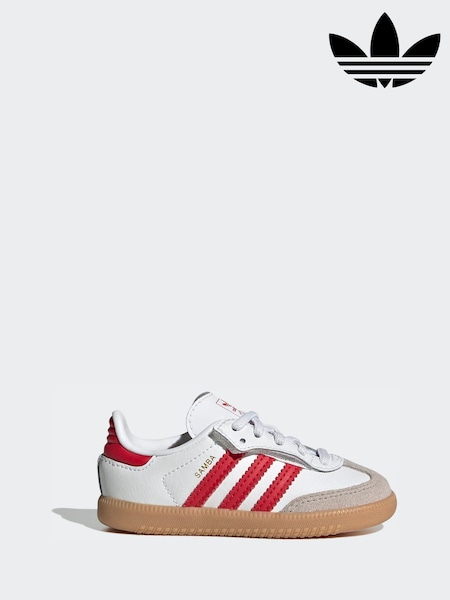 adidas Originals White/Red/Grey Samba OG Comfort Closure Elastic Lace Infant Trainers (V28934) | €64