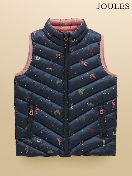 Navy Horse - Joules Girls' Crofton Showerproof Padded Gilet