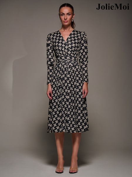 Jolie Moi Black Jolie Moi Puff Long Sleeve Jersey Midi Black Dress (V29067) | €106