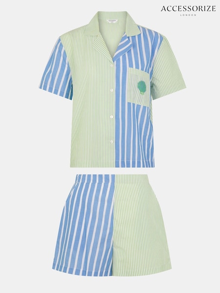 Accessorize Green Shell Stripe Short Pyjamas Set (V29111) | €44