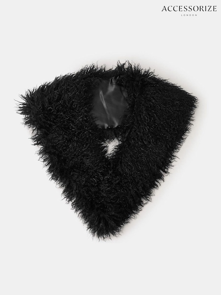 Accessorize Black Shaggy Faux Fur Tippet Scarf (V29180) | AED243