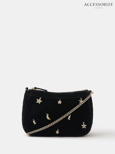 Accessorize Black Celestial Charm Velvet Bag (V29187) | 248 QAR
