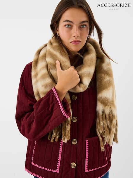 Accessorize Brown Super Soft Tiger Print Scarf (V29206) | R$ 255