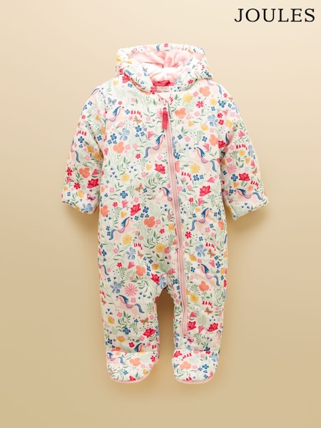 Pink - Joules Baby Padded Zip Through Pramsuit