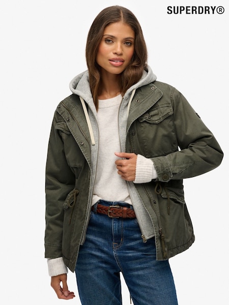 Superdry Green Jersey Hood Military Borg Jacket (V29363) | 495 QAR