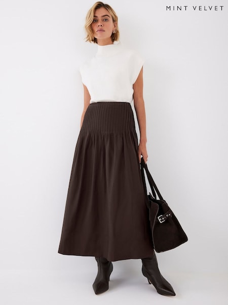 Mint Velvet Brown Full Maxi Skirt (V29434) | €126