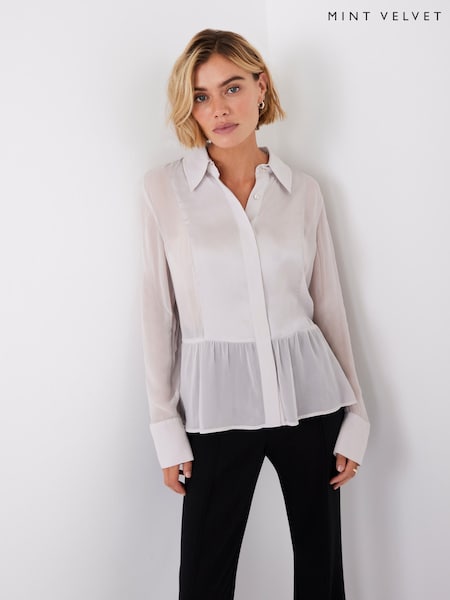 Mint Velvet Natural Satin Panel Shirt (V29453) | €105