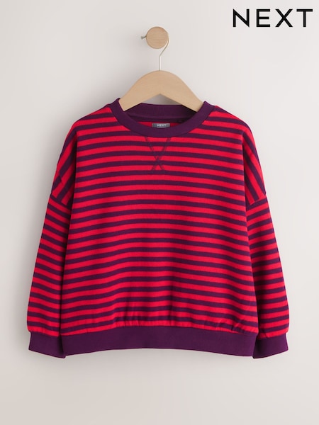 Red/Purple Oversized Cosy Rib Sweatshirt (9mths-16yrs) (V29485) | AED41 - AED61
