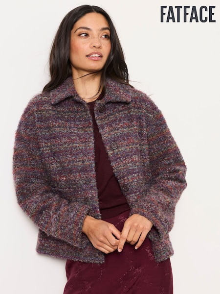 Plum Purple Space Dye - Fatface Boucle Jacket