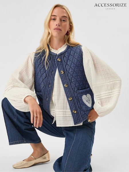 Accessorize Blue Heart Quilted Waistcoat (V29573) | €69