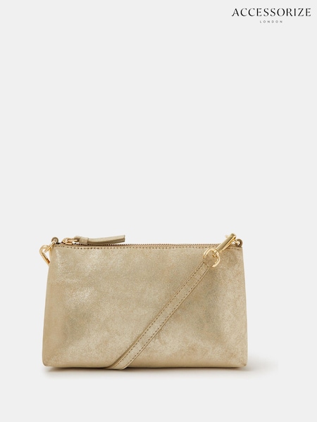 Accessorize Gold Glitter Leather Cross-Body Bag (V29574) | €51