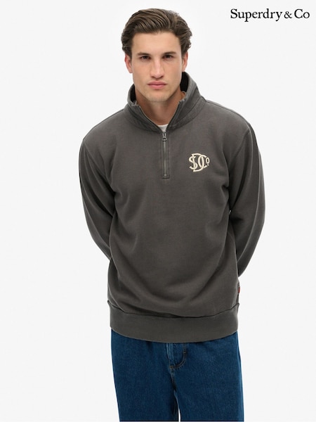 Superdry Grey Athletic SD Co Half Zip Sweatshirt (V29630) | R$ 545