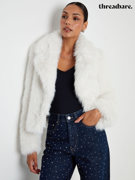 Threadbare Cream Cropped Faux Fur Coat (V29790) | €74