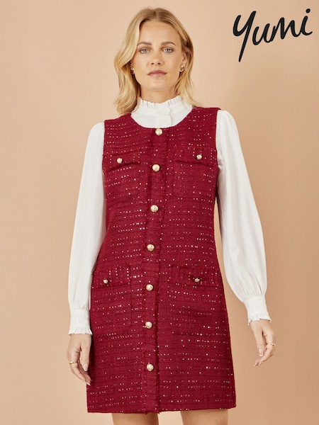 Yumi Red Boucle Tunic Dress (V29824) | €83