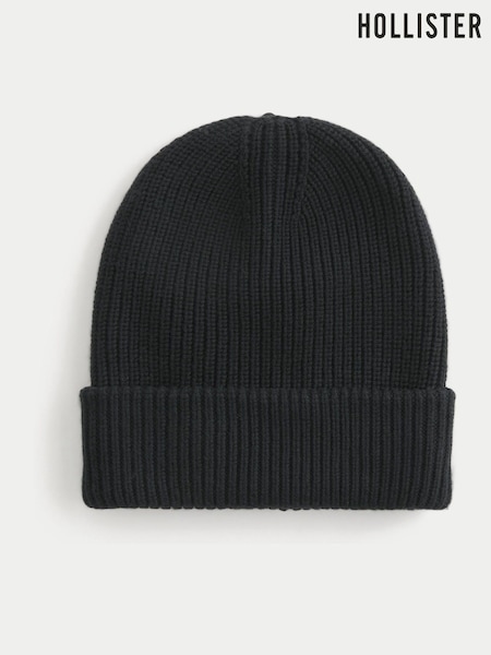 أسود - Hollister Core Knitted Beanie (V29854) | ‏116 د.إ.‏