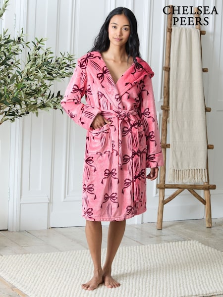 Chelsea Peers Pink Fleece Bow Print Dressing Gown (V30025) | R$ 545