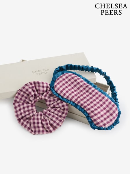 Chelsea Peers Pink Gingham Check Frilled Sleep Mask & Scrunchie Gift Set (V30029) | €25