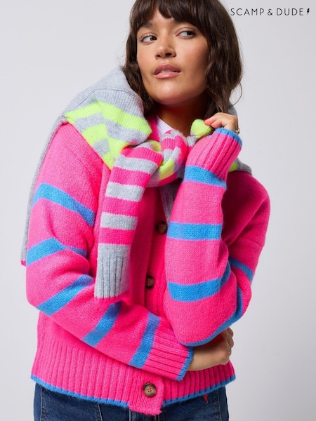 SCAMP & DUDE Pink Cardigan with Stripe (V30074) | €106